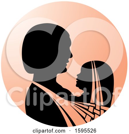 Clipart of a Silhouetted Mother Holding a Child - Royalty Free Vector Illustration by Lal Perera