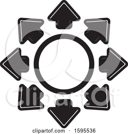 Clipart of a Circle of Black and White Arrows - Royalty Free Vector Illustration by Lal Perera