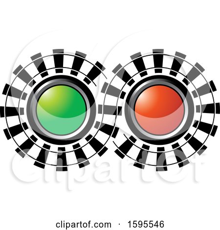 Clipart of a Train Signal Lights and Tracks - Royalty Free Vector Illustration by Lal Perera