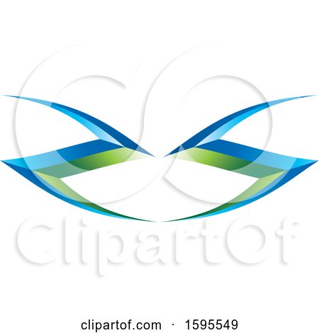 Clipart of a Green and Blue Letter Z Mirrored Design - Royalty Free Vector Illustration by Lal Perera