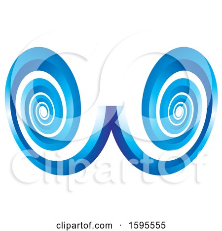 Clipart of a Blue Mirrored Swirl Design - Royalty Free Vector Illustration by Lal Perera