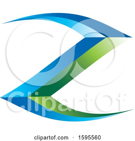 Clipart of a Green and Blue Letter Z Design - Royalty Free Vector Illustration by Lal Perera