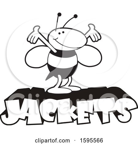 Clipart of a Black and White Yellow Jacket School Mascot over Text - Royalty Free Vector Illustration by Johnny Sajem