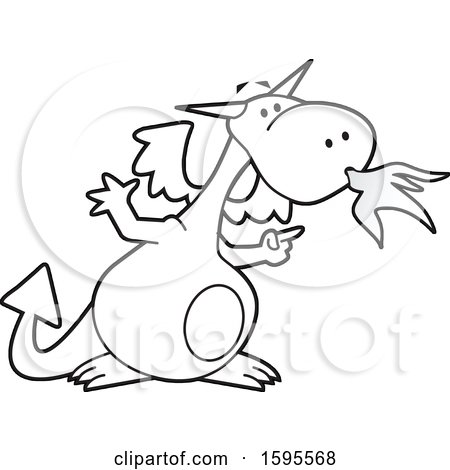 Clipart of a Fire Breathing Dragon School Mascot - Royalty Free Vector Illustration by Johnny Sajem