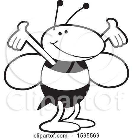 Clipart of a Black and White Yellow Jacket School Mascot - Royalty Free Vector Illustration by Johnny Sajem