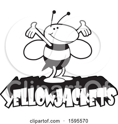 Clipart of a Black and White Yellow Jacket School Mascot over Text - Royalty Free Vector Illustration by Johnny Sajem