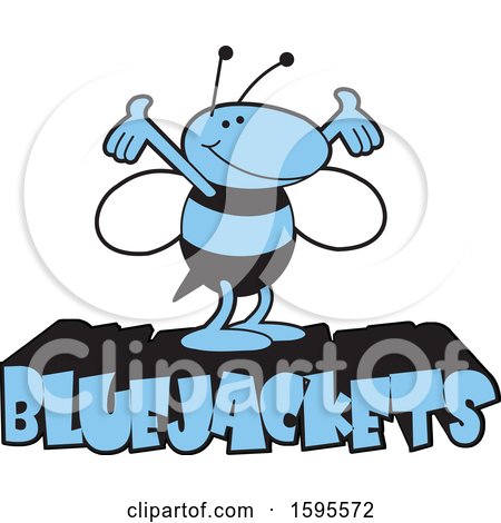 Clipart of a Bluejacket School Mascot on Text - Royalty Free Vector Illustration by Johnny Sajem