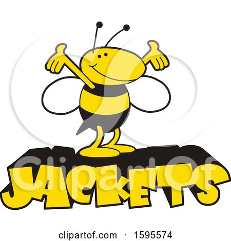 Clipart of a Yellow Jacket School Mascot over Text - Royalty Free Vector Illustration by Johnny Sajem