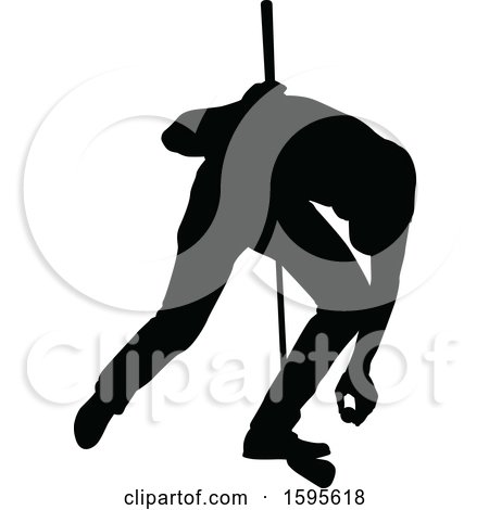 Clipart of a Silhouetted Male Golfer - Royalty Free Vector Illustration by AtStockIllustration