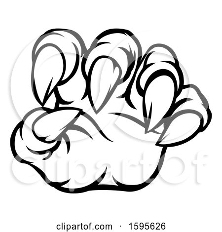 Clipart of a Black and White Monster Claw with Sharp Talons - Royalty Free Vector Illustration by AtStockIllustration