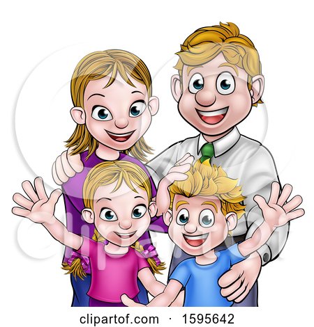 Clipart of a Happy Caucasian Family - Royalty Free Vector Illustration by AtStockIllustration