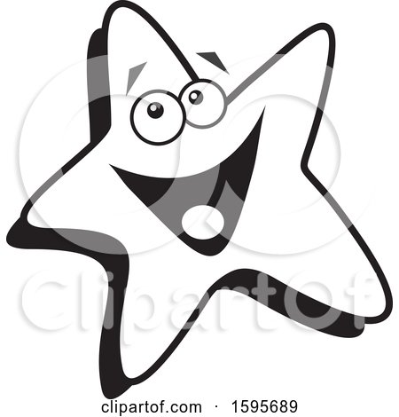 Clipart of a Black and White Star School Mascot - Royalty Free Vector Illustration by Johnny Sajem