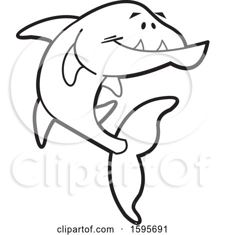 Clipart of a Black and White Barracuda Fish School Mascot - Royalty Free Vector Illustration by Johnny Sajem