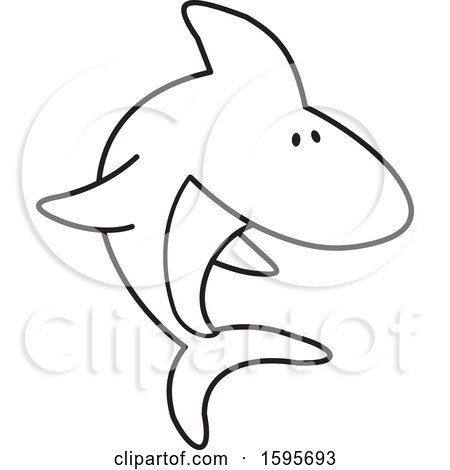 Clipart of a Black and White Shark School Mascot - Royalty Free Vector Illustration by Johnny Sajem