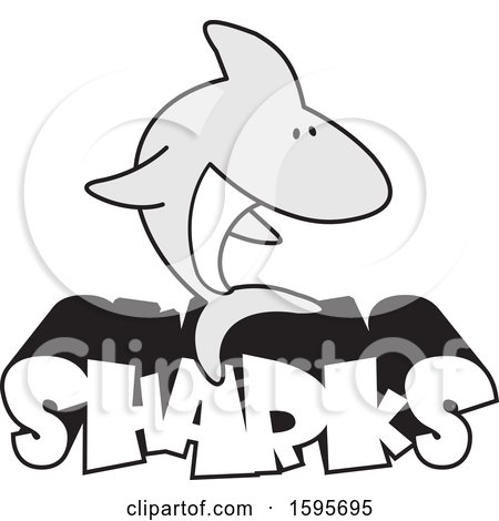 Clipart of a Shark School Mascot over Text - Royalty Free Vector Illustration by Johnny Sajem