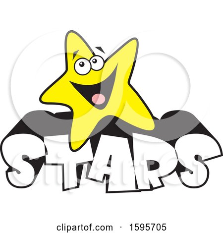 Clipart of a Star School Mascot over Text - Royalty Free Vector Illustration by Johnny Sajem