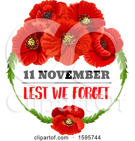 Clipart of a Red Poppy Flower Remembrance Day Design - Royalty Free Vector Illustration by Vector Tradition SM