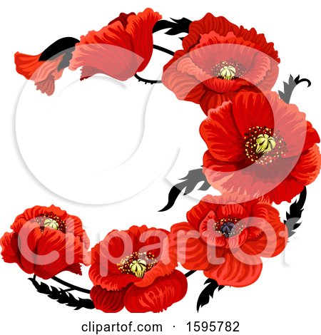 Clipart of a Red Poppy Flower Design - Royalty Free Vector Illustration by Vector Tradition SM