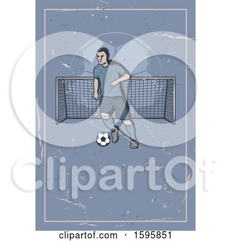 Clipart of a Vintage Styled Soccer Background Template - Royalty Free Vector Illustration by Vector Tradition SM