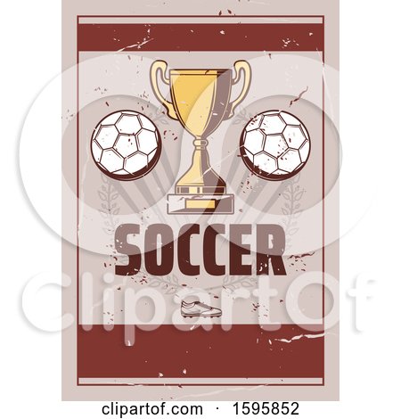 Clipart of a Vintage Styled Soccer Background Template - Royalty Free Vector Illustration by Vector Tradition SM