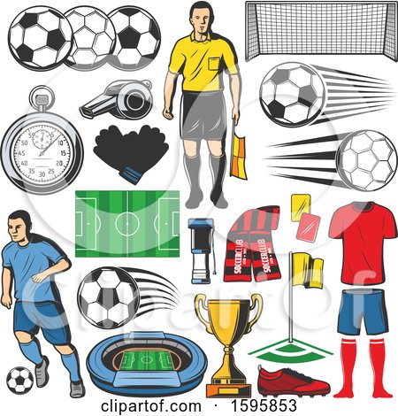 Clipart of Soccer Icons - Royalty Free Vector Illustration by Vector Tradition SM