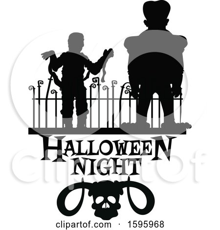 Clipart of a Silhouetted Halloween Design - Royalty Free Vector Illustration by Vector Tradition SM