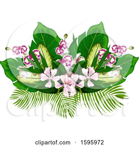Clipart of a Tropical Flower Design - Royalty Free Vector Illustration by Vector Tradition SM
