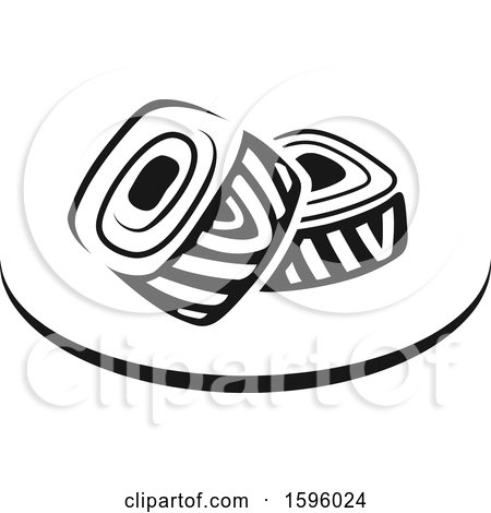 Clipart of a Black and White Sushi Design - Royalty Free Vector Illustration by Vector Tradition SM