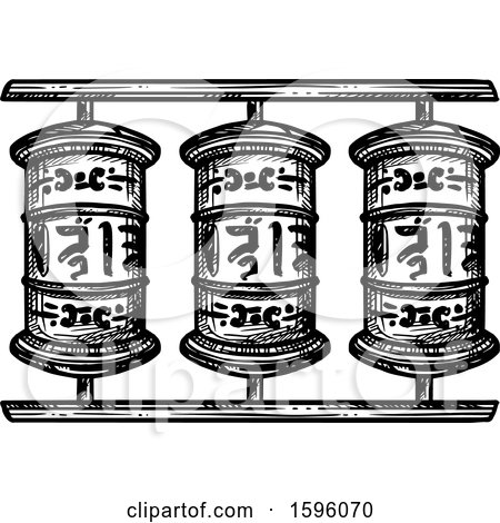 Clipart of a Black and White Prayer Wheel - Royalty Free Vector Illustration by Vector Tradition SM