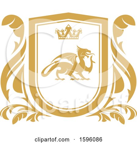 Clipart of a Golden Yellow Dragon Shield - Royalty Free Vector Illustration by Vector Tradition SM
