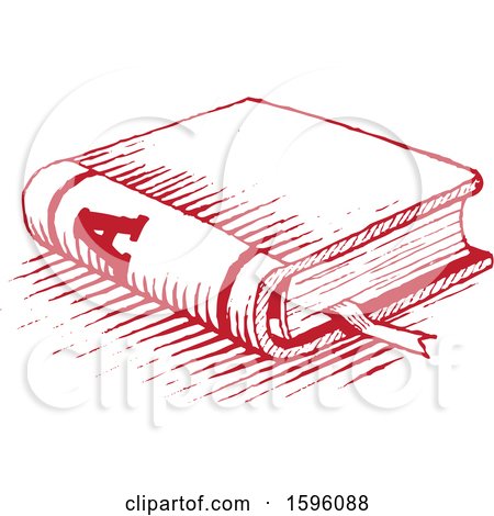 Clipart of a Sketched Red Book - Royalty Free Vector Illustration by cidepix