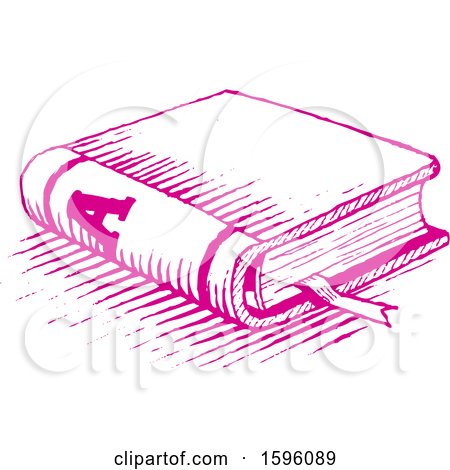 Clipart of a Sketched Pink Book - Royalty Free Vector Illustration by cidepix