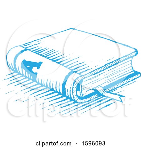 Clipart of a Sketched Blue Book - Royalty Free Vector Illustration by cidepix