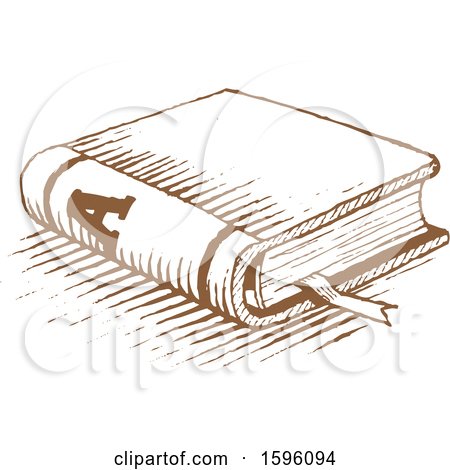 Clipart of a Sketched Brown Book - Royalty Free Vector Illustration by cidepix