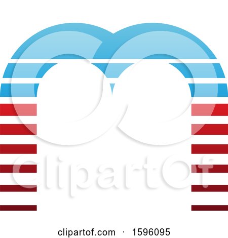 Clipart of a Striped Blue and Red Letter M Logo - Royalty Free Vector Illustration by cidepix