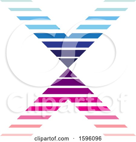 Clipart of a Striped Blue and Pink Letter X Logo - Royalty Free Vector Illustration by cidepix