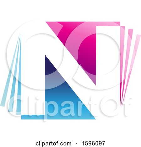 Clipart of a Blue and Pink Letter N Logo - Royalty Free Vector Illustration by cidepix
