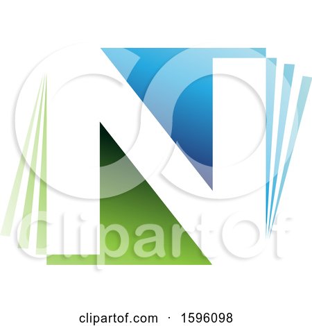 Clipart of a Blue and Green Letter N Logo - Royalty Free Vector Illustration by cidepix