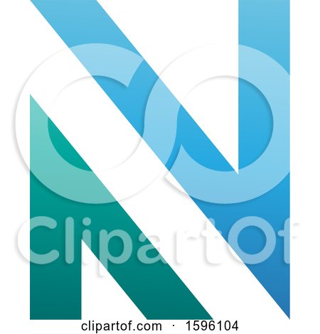 Clipart of a Blue and Turquoise Letter N Logo - Royalty Free Vector Illustration by cidepix