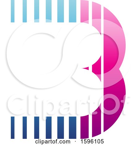 Clipart of a Striped Blue and Pink Letter B Logo - Royalty Free Vector Illustration by cidepix