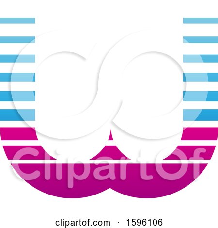 Clipart of a Striped Blue and Magenta Letter W Logo - Royalty Free Vector Illustration by cidepix