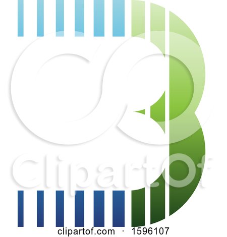 Clipart of a Striped Blue and Green Letter B Logo - Royalty Free Vector Illustration by cidepix