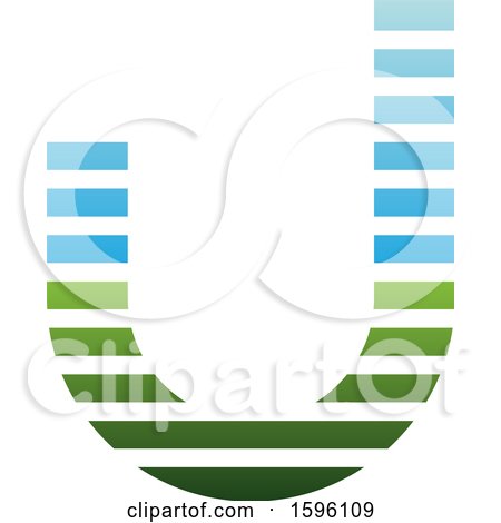 Clipart of a Striped Blue and Green Letter J Logo - Royalty Free Vector Illustration by cidepix