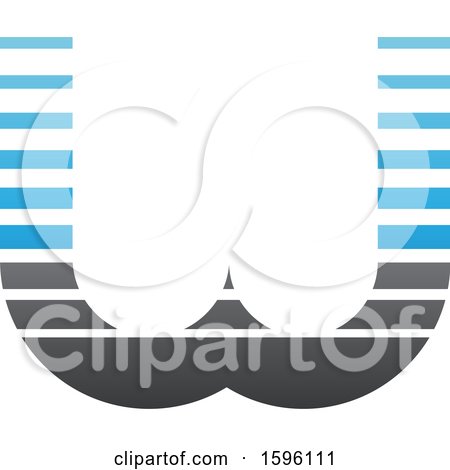 Clipart of a Striped Gray and Blue Letter W Logo - Royalty Free Vector Illustration by cidepix