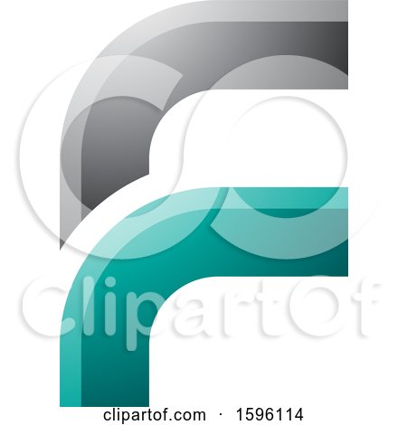 Clipart of a Rounded Corner Gray and Green Letter F Logo - Royalty Free Vector Illustration by cidepix