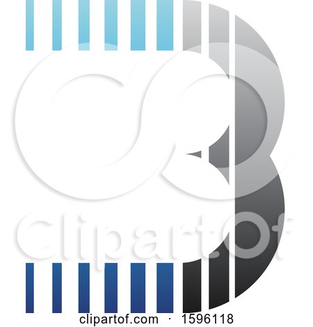 Clipart of a Striped Gray and Blue Letter B Logo - Royalty Free Vector Illustration by cidepix