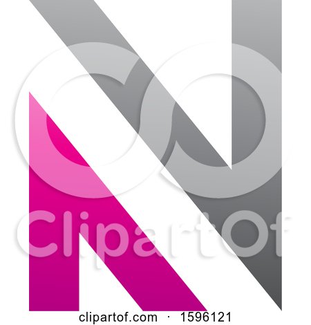 Clipart of a Gray and Pink Letter N Logo - Royalty Free Vector Illustration by cidepix
