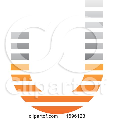 Clipart of a Striped Gray and Orange Letter J Logo - Royalty Free Vector Illustration by cidepix