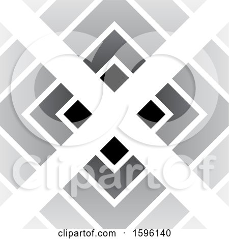 Clipart of a White Letter X over Gray Diamonds Logo - Royalty Free Vector Illustration by cidepix