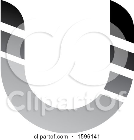 Clipart of a Striped Gray Letter U Logo - Royalty Free Vector Illustration by cidepix